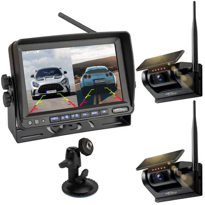 Produktbild von CARMATRIX Solar Rückfahrsystem 7" Monitor magnetische Rückfahrkamera mit Akku für Wohnmobil, LKW, Transporter