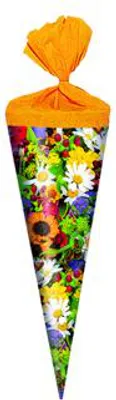 Produktbild von Ganzjahres Schultüte / Geschenktüte / Länge: 22cm / rund / "Blumen"