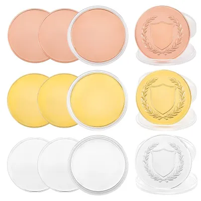 12 leere 40 mm Münzen für Lasergravur, 3 Farben, Eisen