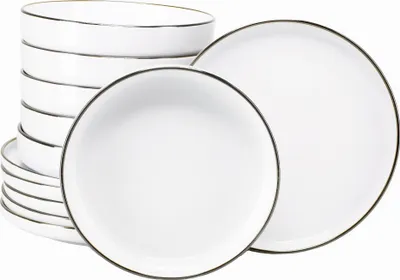 Produktbild von CreaTable, 24798, Nordic Festive Weiss, Tafelservice 12-tlg, Steinzeug