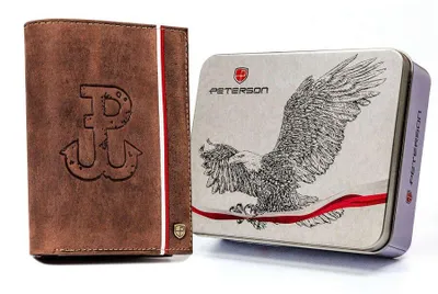 Obrázek produktu pro Peterson Pánská kožená peněženka RFID hnědá 12,5x10 cm