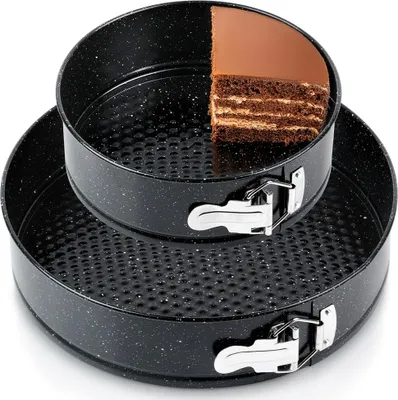 Immagine prodotto di Vilde | Set di teglie a forma di molla - Rotonde - Nero - Ø 20/28 cm - 2 pezzi - Rivestimento antiaderente - Teglia da forno