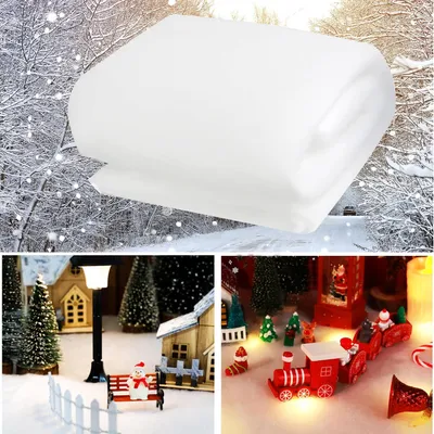 Schneedecke 240x80 cm, flauschig, mit 5 m Lichterkette