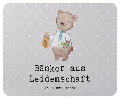 Produktbild von Mr. & Mrs. Panda Mouse Pad Bänker Leidenschaft - Grau Pastell - Geschenk, Mauspad, Beruf, Ausbildung, Lustig, Mousepad, mausteppich, computer, Spruch, pc
