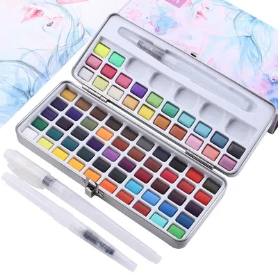 Produktbild von Aquarellfarben Set 72 Farben mit Wassertankpinsel & Metallicfarben