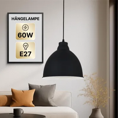 Zdjęcie produktu dla Lampa wisząca, czarna, jednoźródłowa, z kopułowym kloszem, regulowana wysokość, ARTE LAMP Braccio, gwint E27, do 60 W, idealna do stołu jadalnego, wymiary: 26 x 26 x 23 cm, model A2055SP-1BK