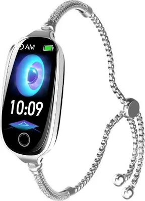 Immagine prodotto di INF Smartwatch bracciale con pressione sanguigna SpO2 frequenza cardiaca alluminio inossidabile 1.1" per uso quotidiano D'argento