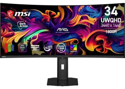 Obrázok produktu pre MSI MAG 341CQP QD-OLED X28, 86,4 cm (34"), 3440 x 1440 px, UltraWide Quad HD, QD-OLED, 0,03 ms, Čierna