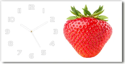 Produktbild von Wanduhr aus Glas – 60x30 cm - Glasbild - Glasuhr - Gehärtetes Glas - weisse-zeiger - Erdbeere