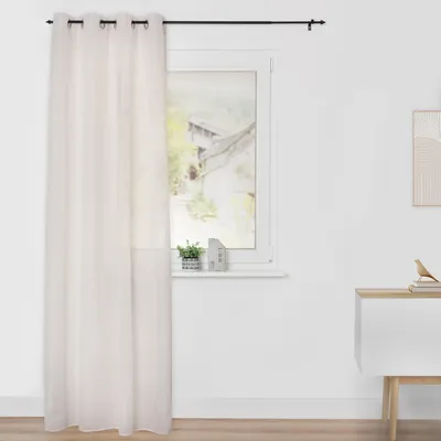Produktbild von Lichtblick Gardine Blickdicht mit Ösen - Leinenoptik Vorhang weiß, 140 x 145 cm (B x L)