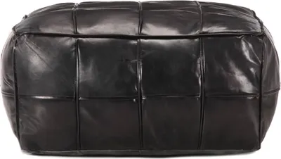 Obrázek produktu pro vidaXL Pouf Black 60 x 60 x 30 cm Pravá kozí kůže