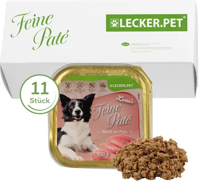 Produktbild von 11 x 150 g Lecker.Pet® Luna's Feine Paté Reich an Pute Hundefutter Nassfutter Vollnahrung