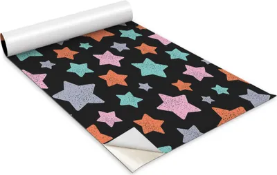 Produktbild von Selbstklebende Möbelfolie - Dekorationsfolie - Tischmöbel - Zuschneidbar - Bunte Sterne - 100 x 50 cm
