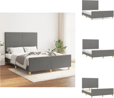 Immagine prodotto di vidaXL Struttura letto con testiera in tessuto grigio scuro 140x200 cm - Letti e strutture letto