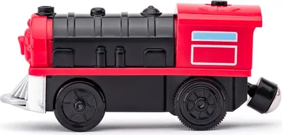 Image de Woody locomotive électrique jouet rouge - train en plastique avec mécanicien