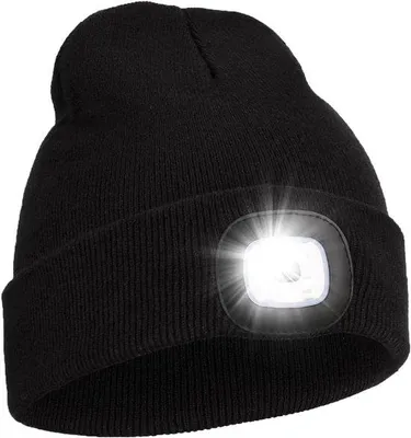 Productafbeelding van Draadloze LED-muts met USB-oplaadfunctie, uni wintermuts voor avondwandelingen, vissen en kamperen