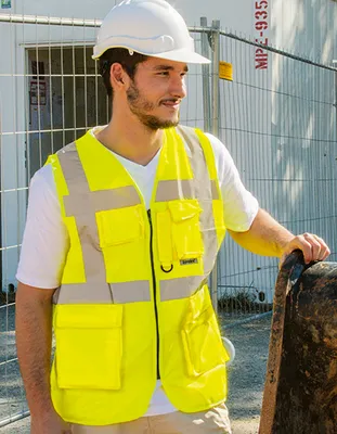 Obrázek produktu pro Multifunkční bezpečnostní vesta Executive Berlin, signální žlutá / černá, M