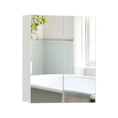 Produktbild von CLIPOP Spiegelschrank Bad mit 2 Türen, 50 x 60 cm Wandschrank mit Verstellbare Einlegeböden Badezimmerspiegel