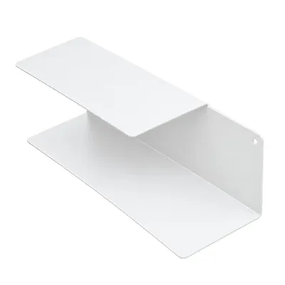 Obrázek produktu pro Kovová nástěnná police, 2 úrovně, 24/38,5 x 14,5 x 14 cm, pravá – bílá