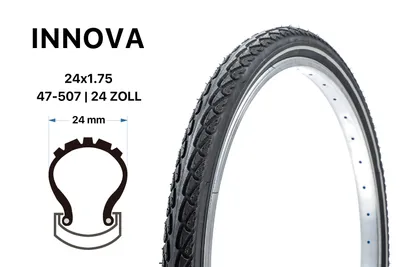 Produktbild von 24 Zoll Fahrrad Reifen INNOVA City Bike Trekking 47-507 Schwarz Reflex 24x1.75