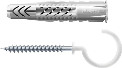 Produktbild von Fischer 94627, Schraubhaken & Dübelsatz, Mauerziegel, Beton, Gipsblock, Gipskarton, Nylon, Nylon, Grau, CE