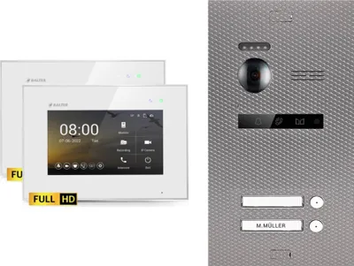 Produktbild von BALTER EVO HD Karbon-Silber Video Türsprechanlage Set 2 Teilnehmer 2x 7" Monitor Weiß