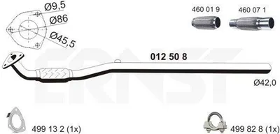Produktbild von ERNST Abgasrohr Auspuffrohr für OPEL Corsa C Schrägheck (X01) Vorne 012508