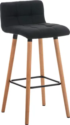 Produktbild von 2er Set Barhocker GITOR - Stoff Schwarz 42x49x94 cm | Barstuhl Mit Lehne Tresenhocker Tresenstuhl Kneipenhocker Kneipenstuhl