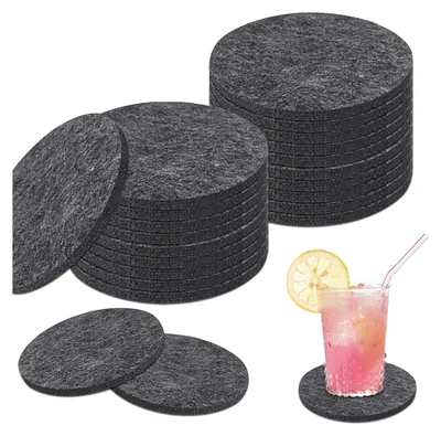 Produktbild von 30 Set Filzuntersetzer Rund Glasuntersetzer Untersetzer Filz Untersetzer Gläser Waschbarer Untersetzer Rutschfester Hitzebeständiger für Tassen Tisch Bar Getränke