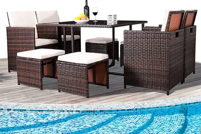 Produktbild von Luxus Gartenset 4-8 Personen Wasbare Kissen Tuintafel
