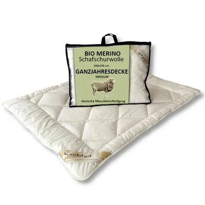 Produktbild von Bio Merino Schafschurwolle Ganzjahres Kinderdecke Kuschelzeit 100x135 cm kbA und kbT