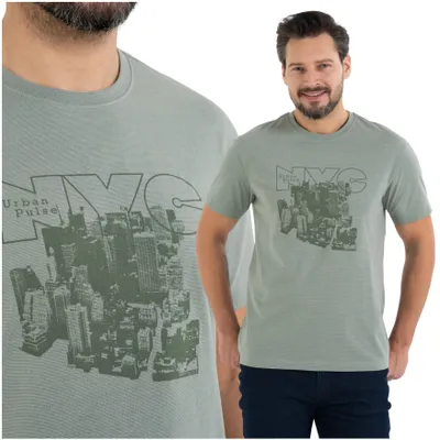 Produktbild von T-Shirt - Herren T-Shirt Größe L - T-Shirt Baumwolle grün - T-Shirt kurzarm - T-Shirt Regular Fit