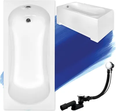 Produktbild von BADLAND Badewanne Rechteck Aria 140x70 mit Acrylschürze, Füßen und Ablaufgarnitur GRATIS