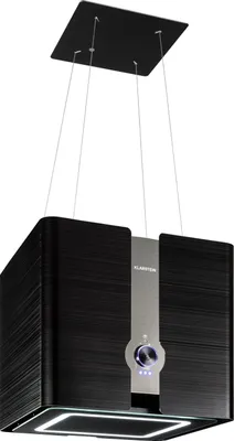 Produktbild von Klarstein Futurelight Smart Dunstabzugshaube freihängend - Abzugshaube Umluft mit 420m³/h Abluftleistung, Inselhaube Umluft mit LED-Beleuchtung, Edelstahl, schwarz