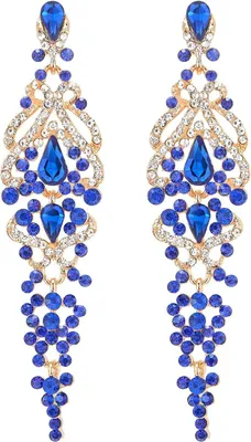 Produktbild von Solidchoice – Art-Deco-Ohrringe – Lange, auffällige Statement-Ohrringe – Lila Farbe – Geeignet für festliche Anlässe und Prominente – Mit Strass und Kristall – Für Damen – ..