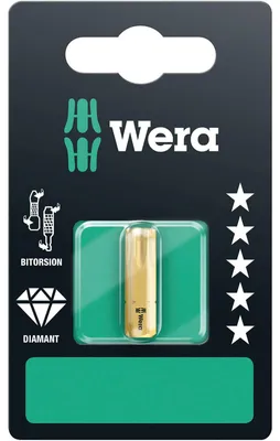 Produktbild von Wera Bit Torx 40 Länge 25mm 1 / 4 Zoll 6-kant C6,3 BiTorsion diamantbeschichtet Karte mit 1 St. 867 / 1 BDC SB - 5134379001