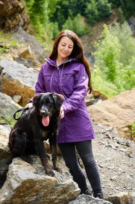 Immagine prodotto di Owney Tuvaq giacca lunga donna lilla XXL resistente alle intemperie proprietari di cani lange giacca traspirante con riflettori