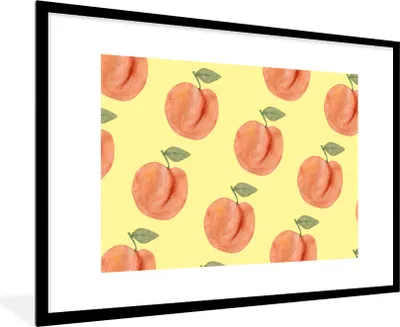 Produktbild von MuchoWow® Gerahmtes Poster Pfirsiche - Obst - Gelb 90x60 cm - Poster mit Schwarzem Bilderrahmen Wandposter Rahmen Foto Bilder - Wanddekoration - Fotos