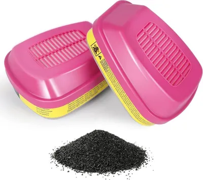 Produktbild von 60923 Atemschutzmasken-Filter für Voll- und Halbmasken, Aktivkohle, hohe Qualität, 1 Paar