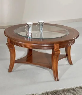 Produktbild von Couchtisch Holztisch Design Tische Italienische Möbel Glastisch Rund Tisch Braun