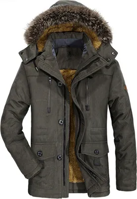 ASKSA Herren Warme Winterjacke Parka Lang Wintermantel