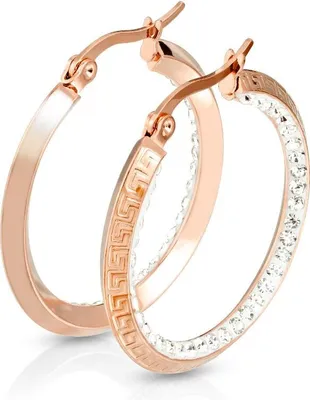 Produktbild von Damen Creole Kreole Klappcreole Edelstahl Zirkonia Kristalle Ornamente Autiga® rosegold