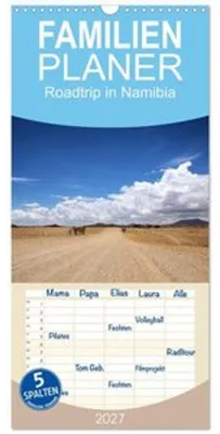 Obrázok produktu pre Familienplaner 2027 - Roadtrip in Namibia mit 5 Spalten (Wandkalender, 21 x 45 cm) CALVENDO