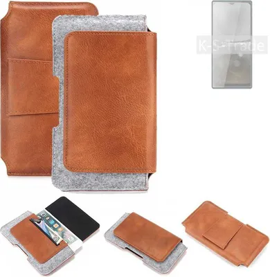 Produktbild von K-S-Trade Handyhülle Schutzhülle kompatibel mit Cubot P50 Gürteltasche Holster Gürtel Tasche Smartphone Tasche Handy Hülle Polyurethan+ Filz, braun (1x)