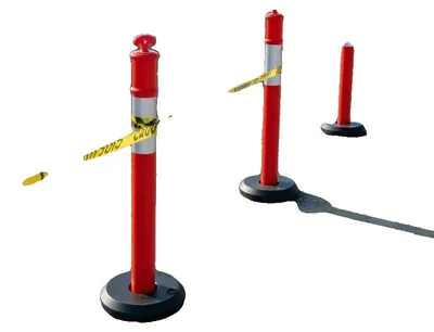 Image de Poteaux de signalisation, socle amovible, bandes réfléchissantes de sécurité, rouge