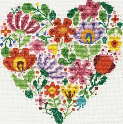 Produktbild von DMC-Kreuzstich-Set „Blumenstrauß der Liebe“, 17,8 x 17,8 cm