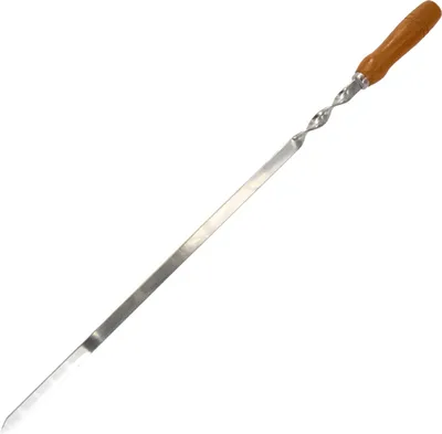 Produktbild von XXL Langer Stabiler Edelstahl Grillspiess mit Holzgriff - 70cm lang - 1,5cm breit - 2mm Stark Metallspieße Fleischspiesse Adana Schampura