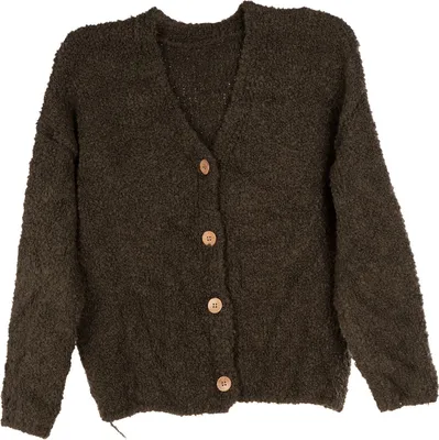 Produktbild von styleBREAKER Damen Boucle Strick Cardigan mit Knopfleiste, Strickjacke einfarbig, Bouclé Strickweste, Onesize 08010081