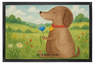 Produktbild von Mr. & Mrs. Panda Schmutzmatte Hund Blume Design 50 x 75 cm - Weiß - Geschenk, Sprüche, Schmutzfangmatte, Süß, Fußabstreifer, Hundeliebe, fußmatte, Schuhabstreifer, Hunde
