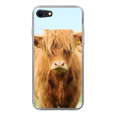 Produktbild von MuchoWow® Handyhülle Schutzhülle Hülle für iPhone SE 2020 Schottischer Highlander - Haare - Gras Silikon Softcase Handy Hülle - Kartenbesitzer